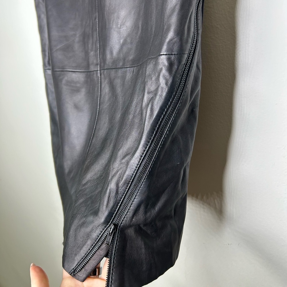 Nordstrom Trouvé leather black pencil skirt front-side zipper size 6 - Picture 3 of 7
